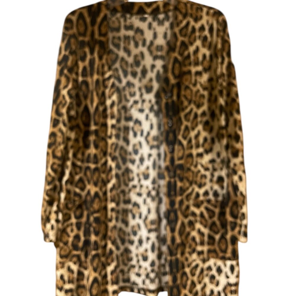 Womens Leopard Print Long Sleeve Light Weight Cardigan